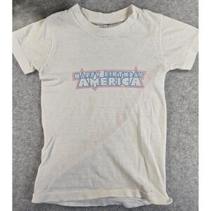 Vintage 70s Spruce Kids Happy Birthday America Graphic T-Shirt 6 USA July 4th